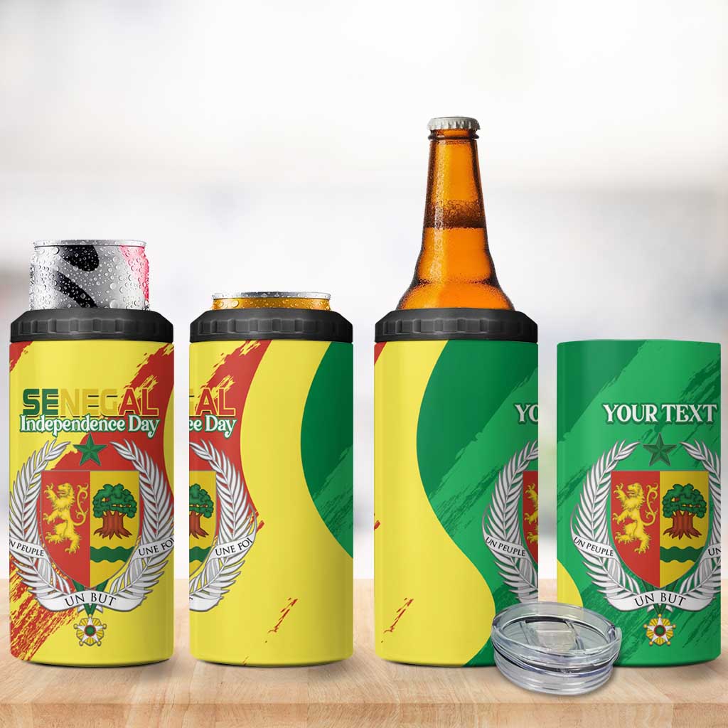 Afro Senegal Independence Day 4 in 1 Can Cooler Tumbler Coat Of Arms Grunge Style LT14