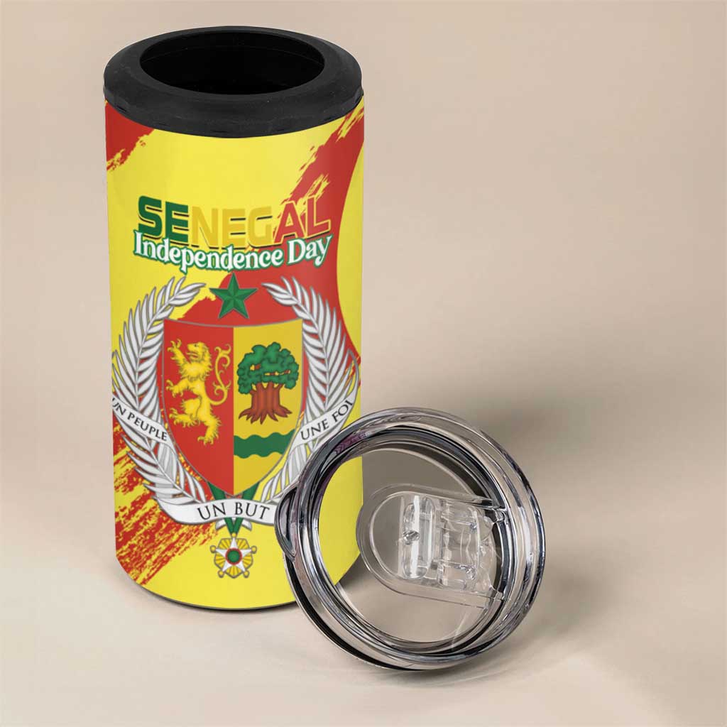 Afro Senegal Independence Day 4 in 1 Can Cooler Tumbler Coat Of Arms Grunge Style LT14