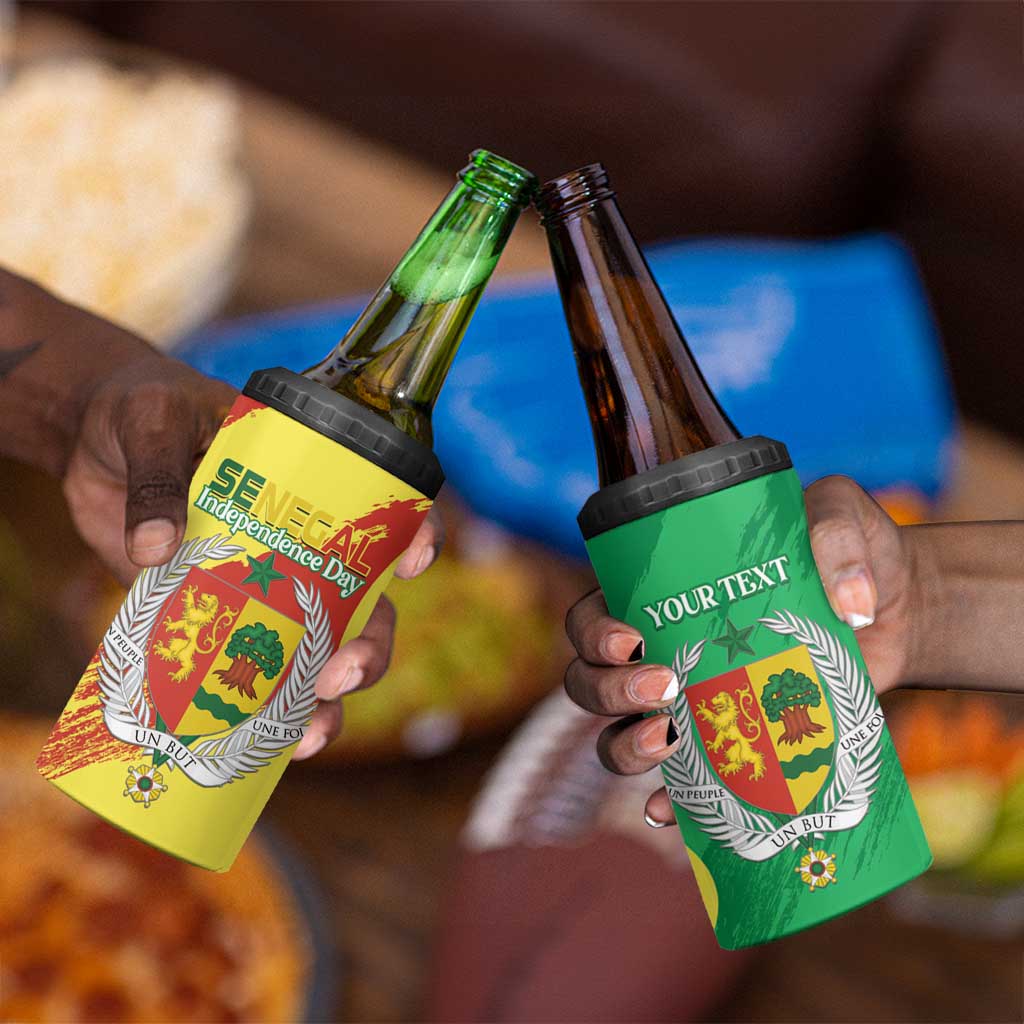Afro Senegal Independence Day 4 in 1 Can Cooler Tumbler Coat Of Arms Grunge Style LT14