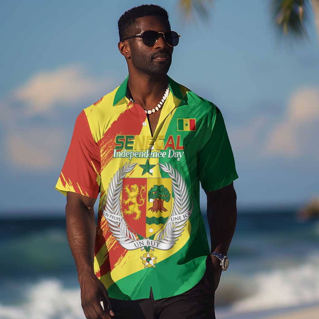 Afro Senegal Independence Day Hawaiian Shirt Coat Of Arms Grunge Style LT14