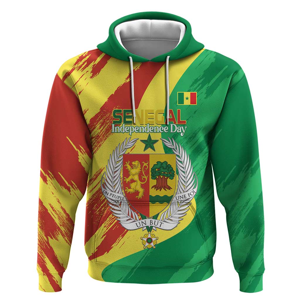 Senegal Independence Day Hoodie Coat Of Arms Grunge Style LT14