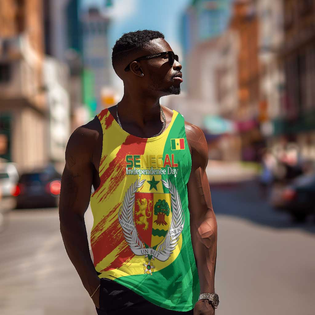Afro Senegal Independence Day Men Tank Top Coat Of Arms Grunge Style LT14