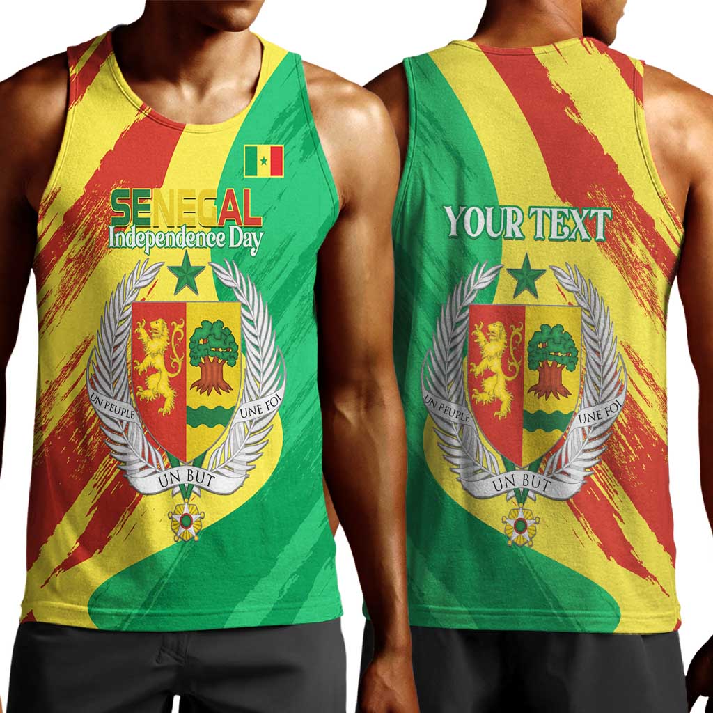 Afro Senegal Independence Day Men Tank Top Coat Of Arms Grunge Style LT14