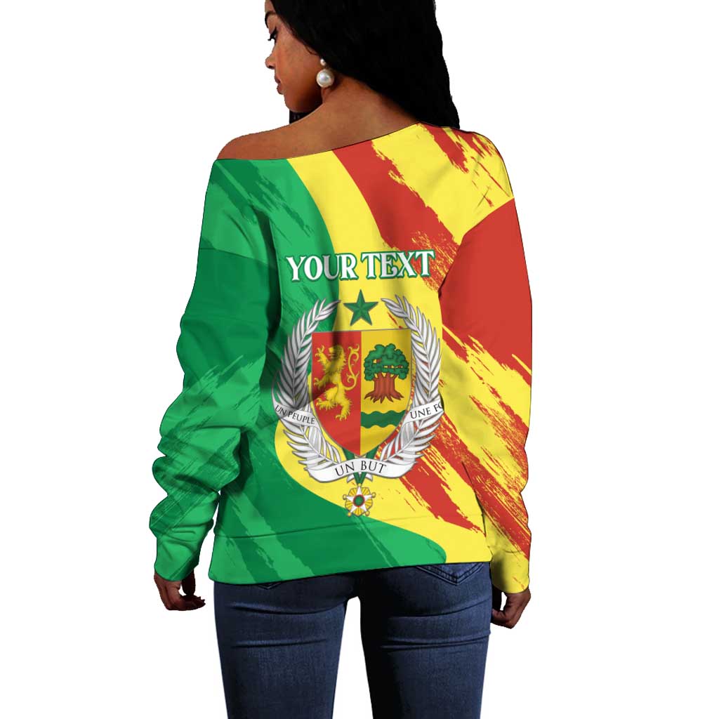 Afro Senegal Independence Day Off Shoulder Sweater Coat Of Arms Grunge Style LT14