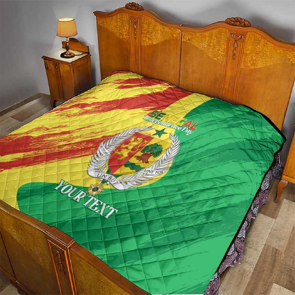 Afro Senegal Independence Day Quilt Coat Of Arms Grunge Style LT14