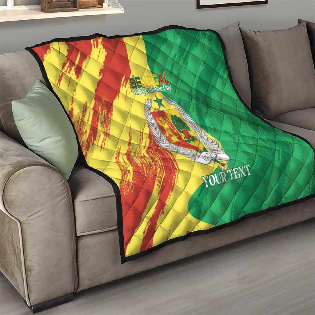 Afro Senegal Independence Day Quilt Coat Of Arms Grunge Style LT14