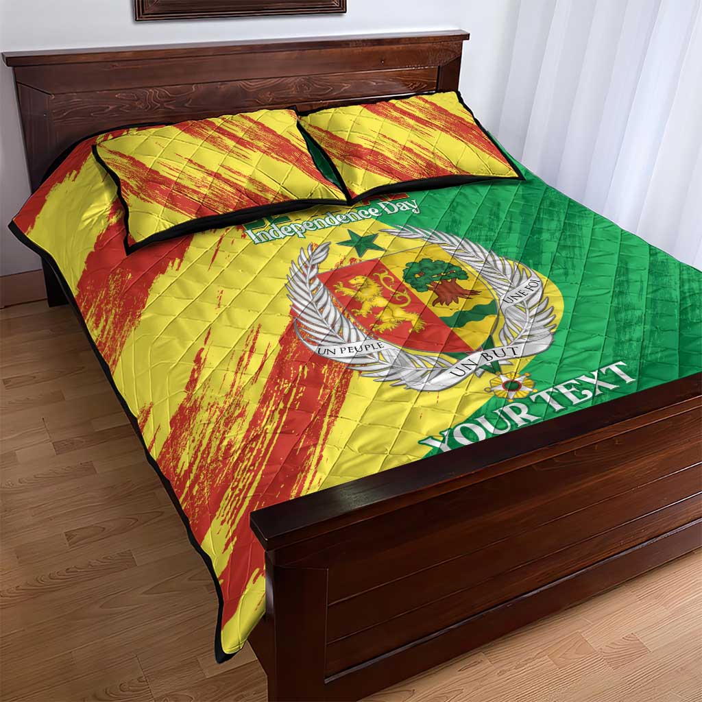 Afro Senegal Independence Day Quilt Bed Set Coat Of Arms Grunge Style LT14