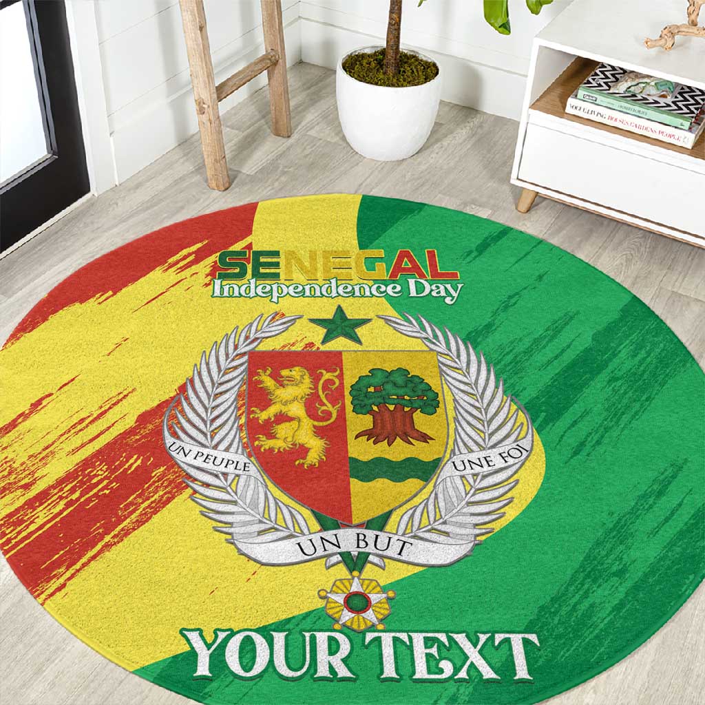 Afro Senegal Independence Day Round Carpet Coat Of Arms Grunge Style LT14