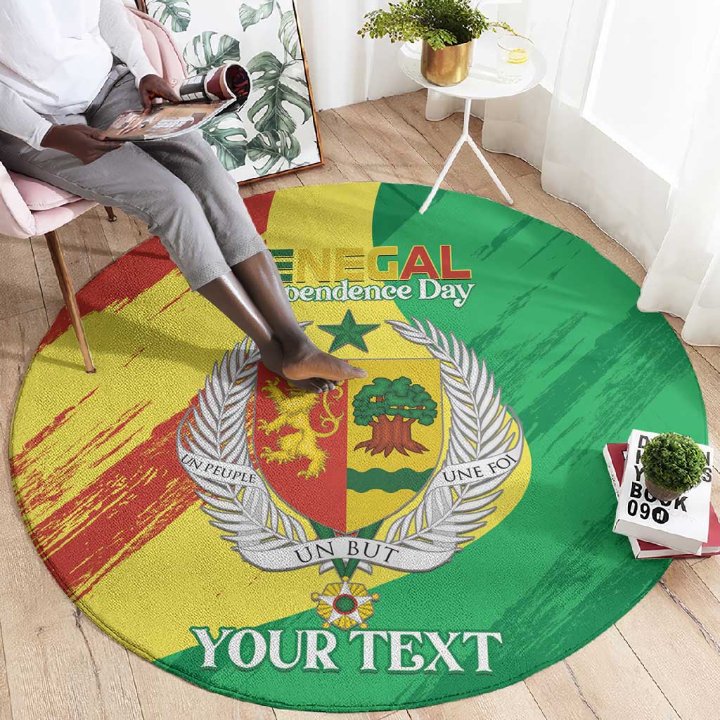 Afro Senegal Independence Day Round Carpet Coat Of Arms Grunge Style LT14