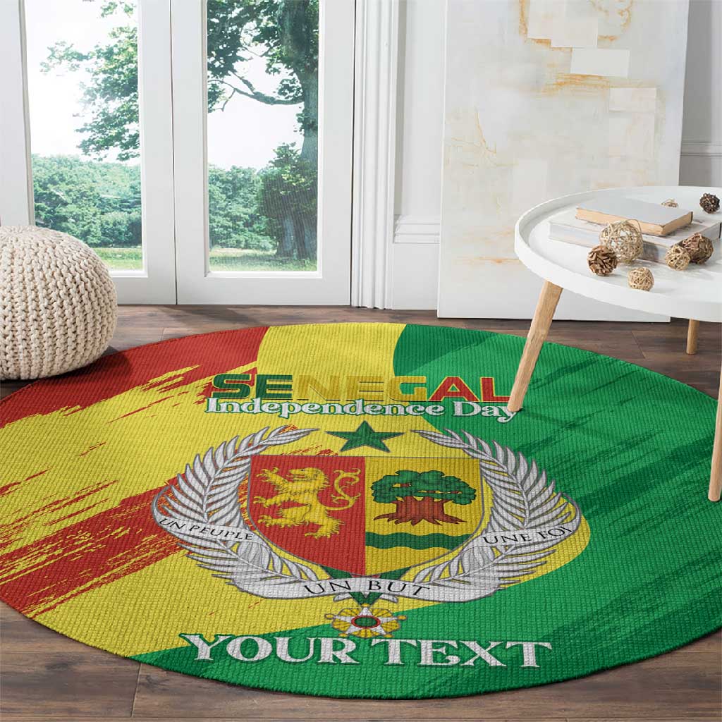 Afro Senegal Independence Day Round Carpet Coat Of Arms Grunge Style LT14