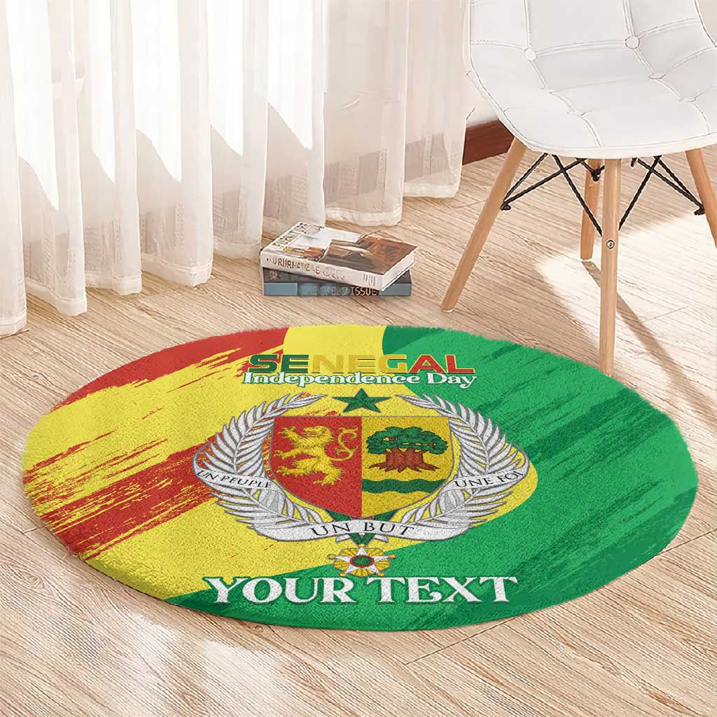 Afro Senegal Independence Day Round Carpet Coat Of Arms Grunge Style LT14