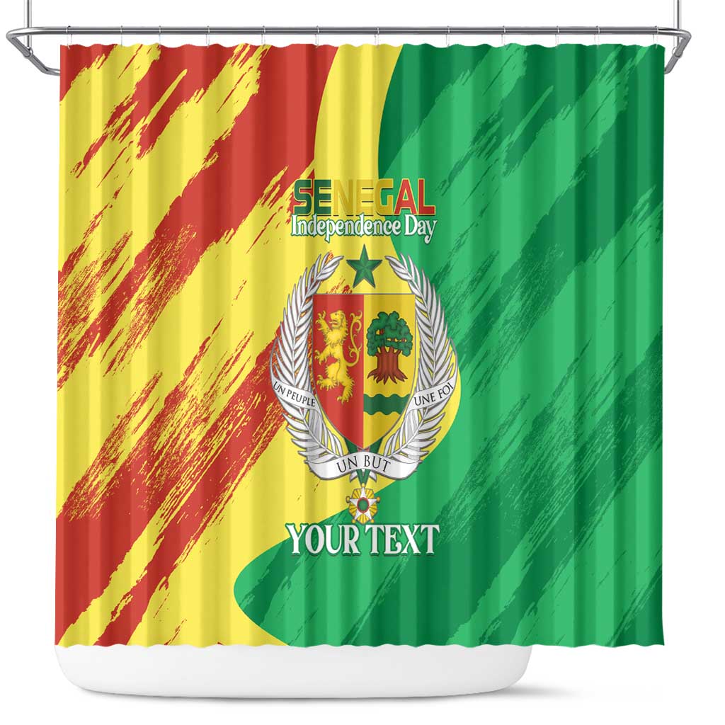 Senegal Independence Day Shower Curtain Coat Of Arms Grunge Style LT14