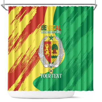 Senegal Independence Day Shower Curtain Coat Of Arms Grunge Style LT14