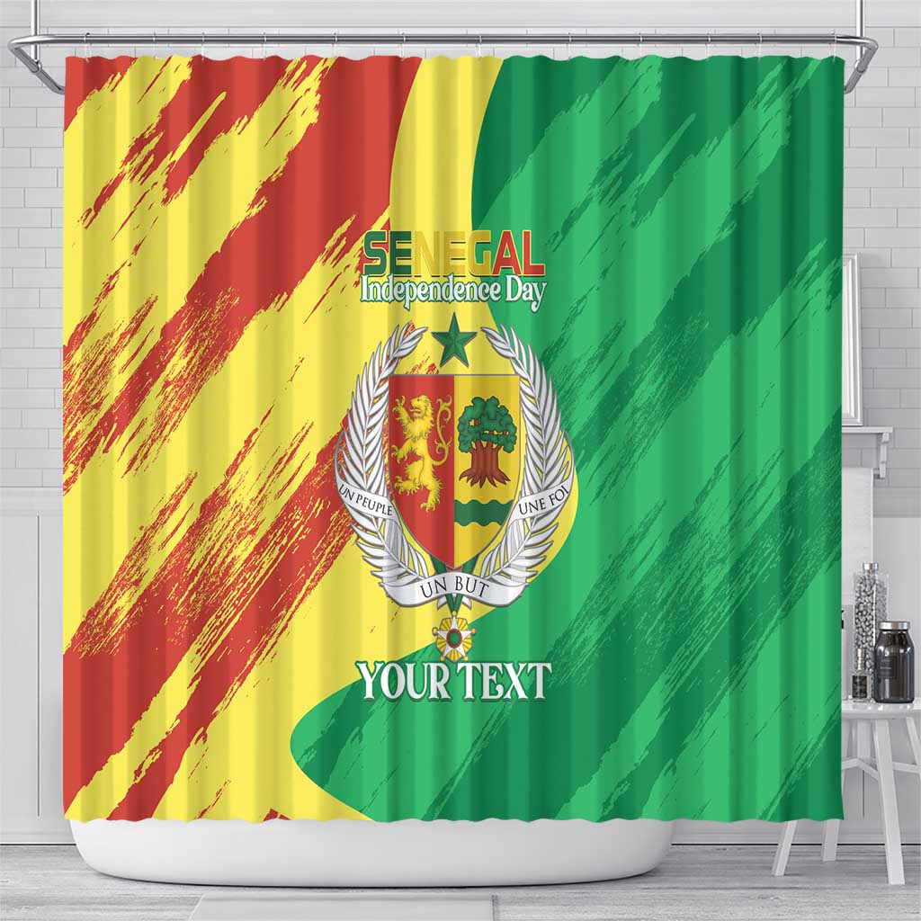 Senegal Independence Day Shower Curtain Coat Of Arms Grunge Style LT14