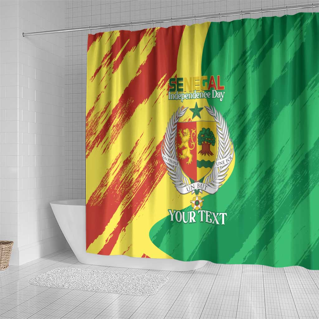Senegal Independence Day Shower Curtain Coat Of Arms Grunge Style LT14