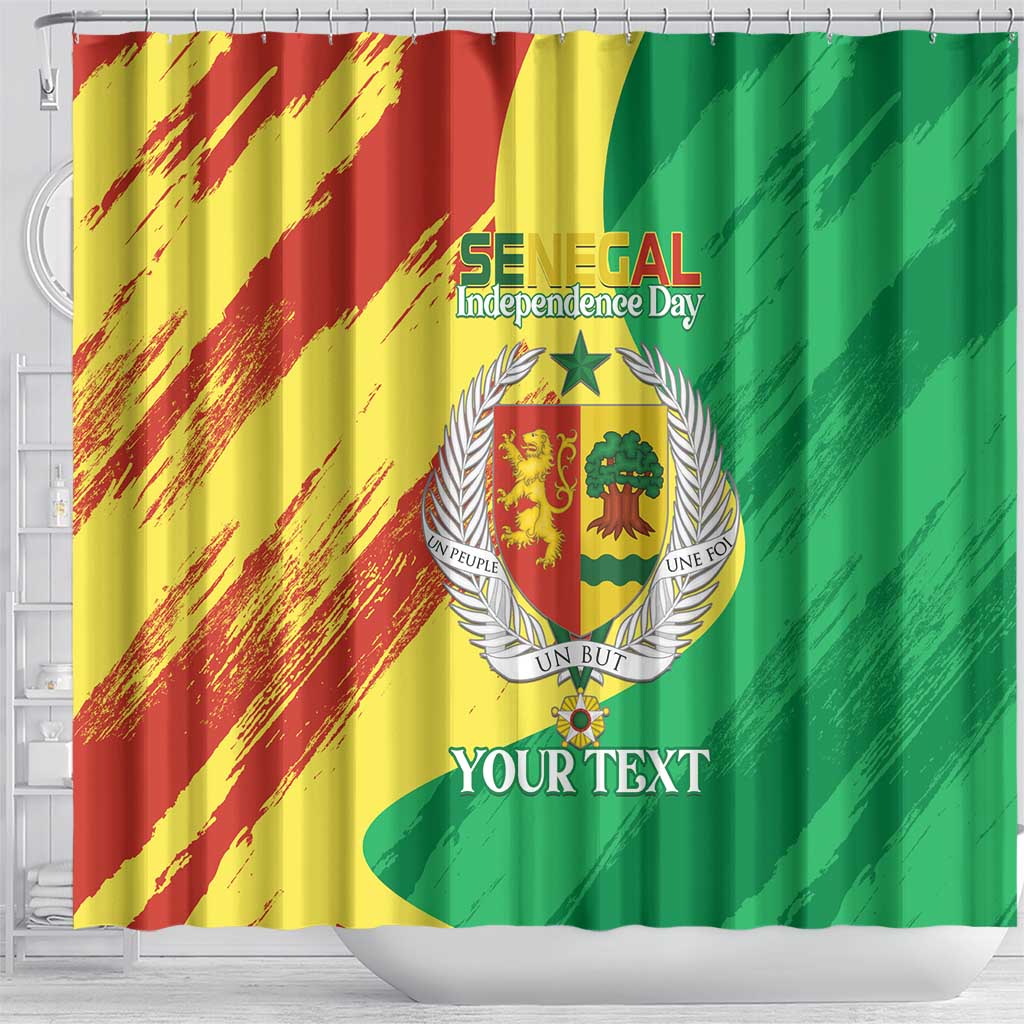 Senegal Independence Day Shower Curtain Coat Of Arms Grunge Style LT14