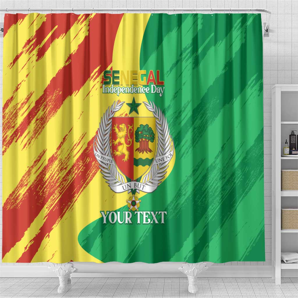 Senegal Independence Day Shower Curtain Coat Of Arms Grunge Style LT14