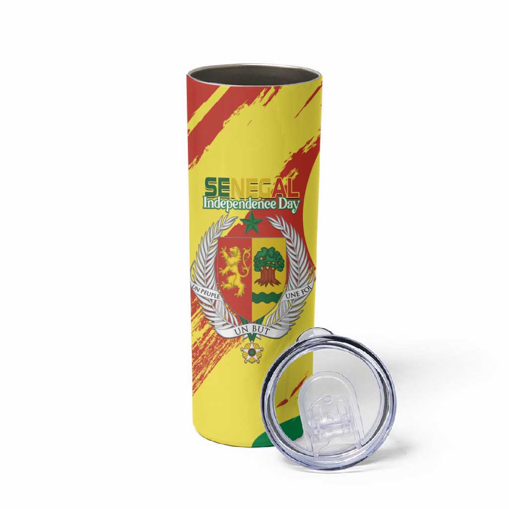 Afro Senegal Independence Day Skinny Tumbler Coat Of Arms Grunge Style LT14