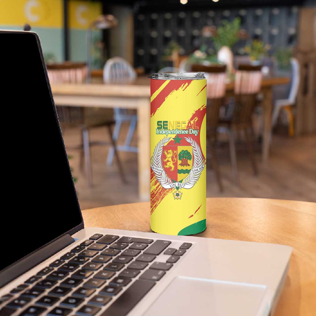 Afro Senegal Independence Day Skinny Tumbler Coat Of Arms Grunge Style LT14