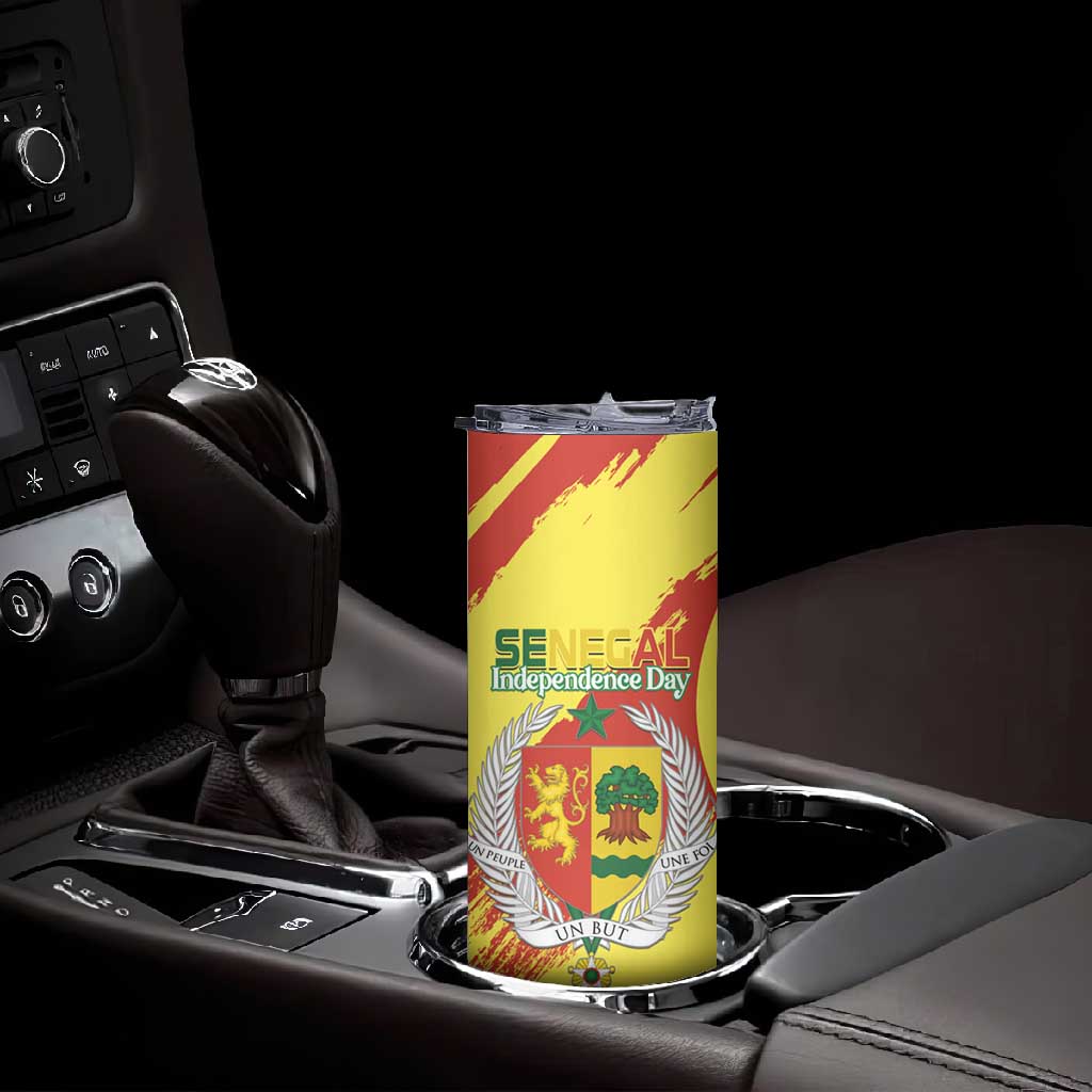 Afro Senegal Independence Day Skinny Tumbler Coat Of Arms Grunge Style LT14