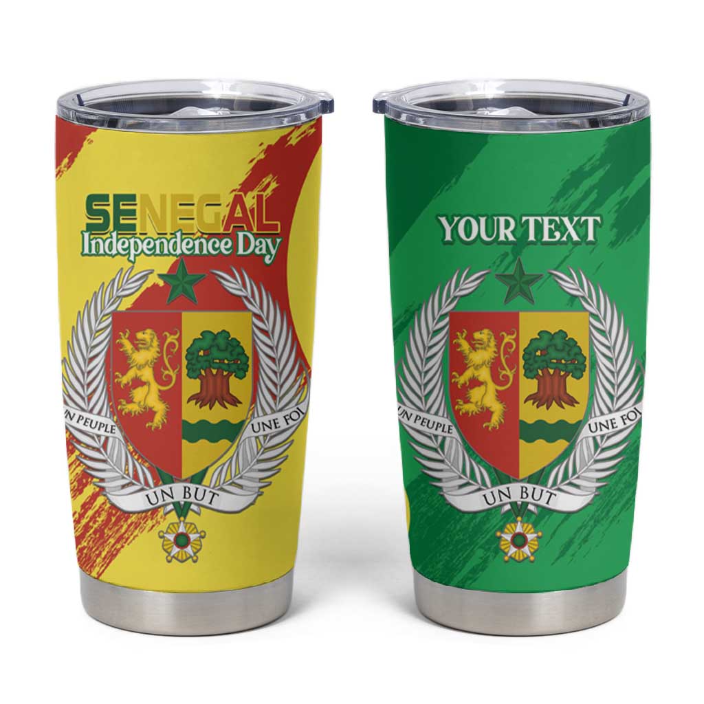 Afro Senegal Independence Day Tumbler Cup Coat Of Arms Grunge Style LT14