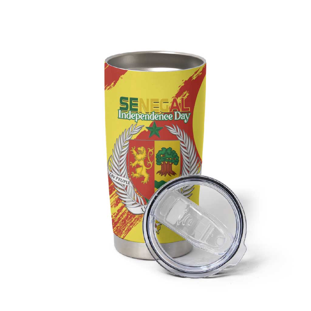 Afro Senegal Independence Day Tumbler Cup Coat Of Arms Grunge Style LT14
