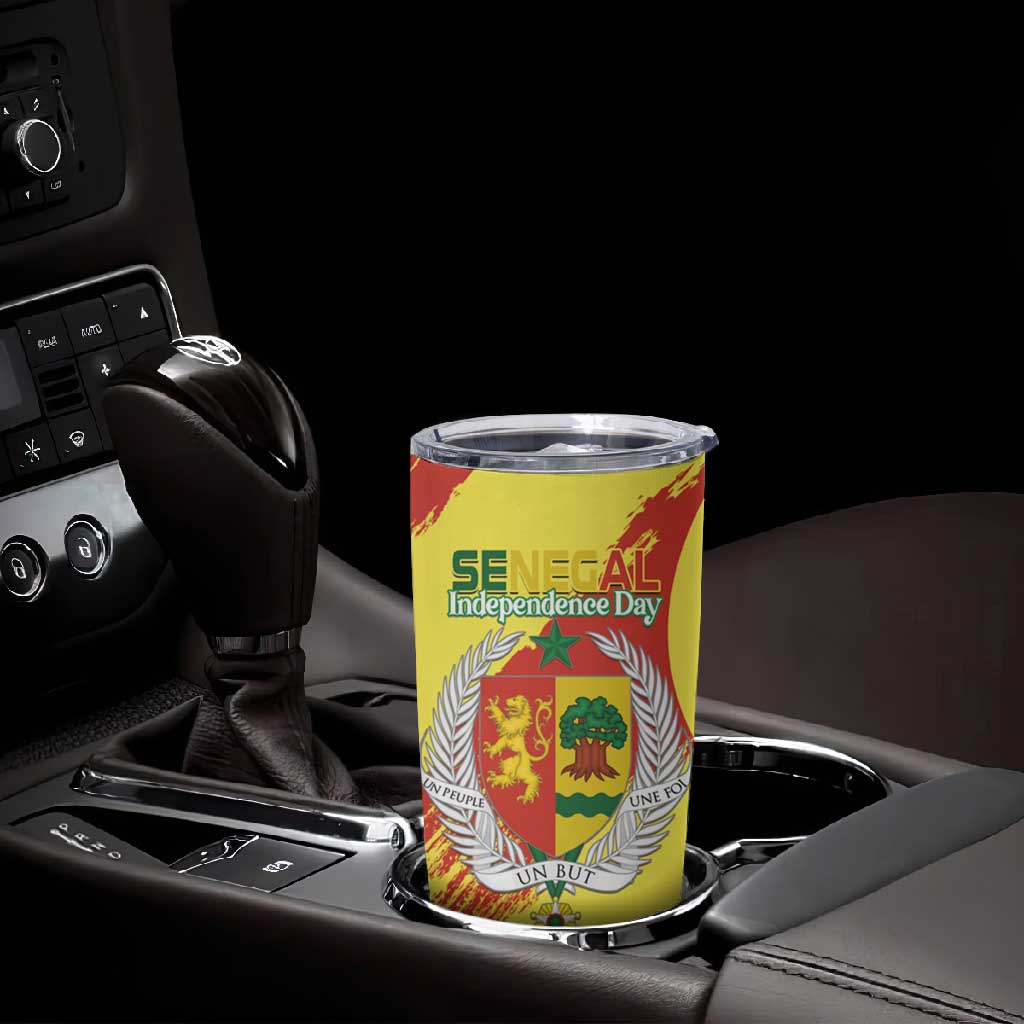 Afro Senegal Independence Day Tumbler Cup Coat Of Arms Grunge Style LT14