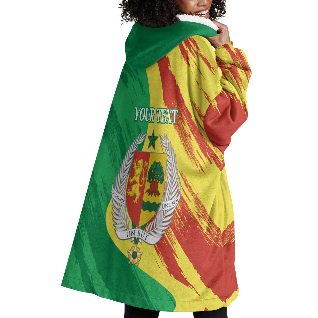 Afro Senegal Independence Day Wearable Blanket Hoodie Coat Of Arms Grunge Style LT14