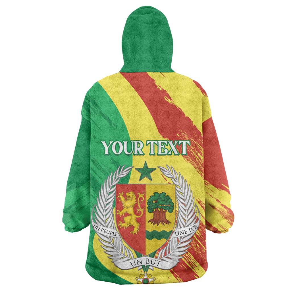 Afro Senegal Independence Day Wearable Blanket Hoodie Coat Of Arms Grunge Style LT14