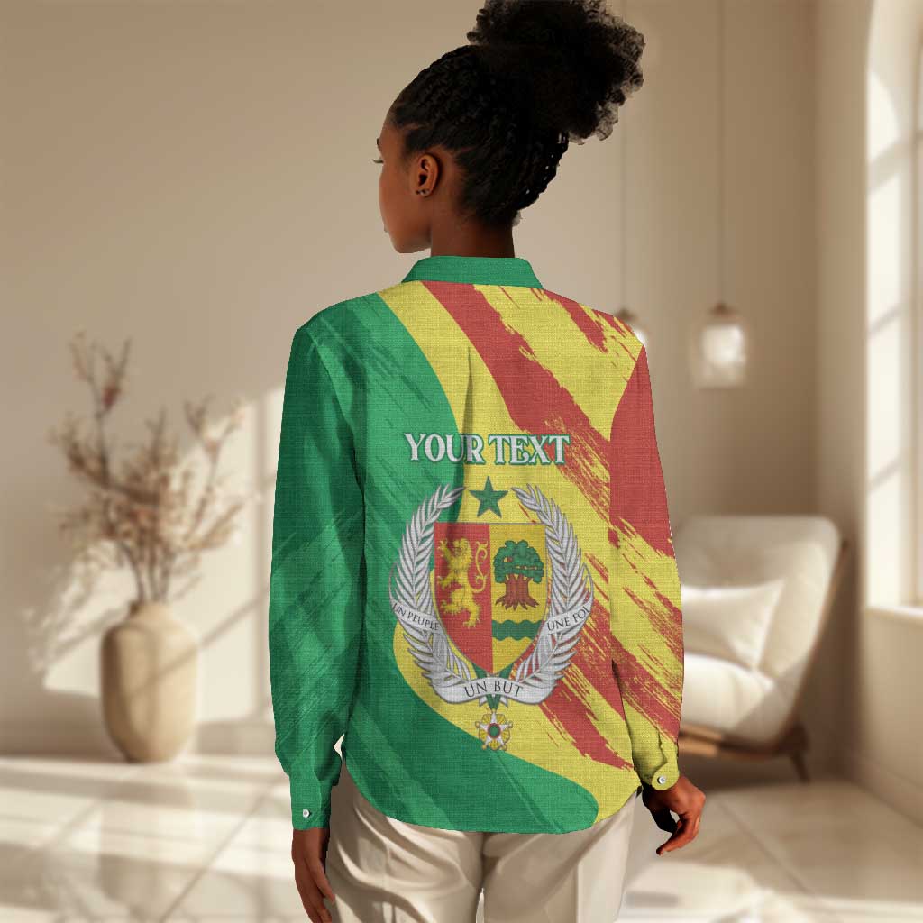 Afro Senegal Independence Day Women Casual Shirt Coat Of Arms Grunge Style LT14