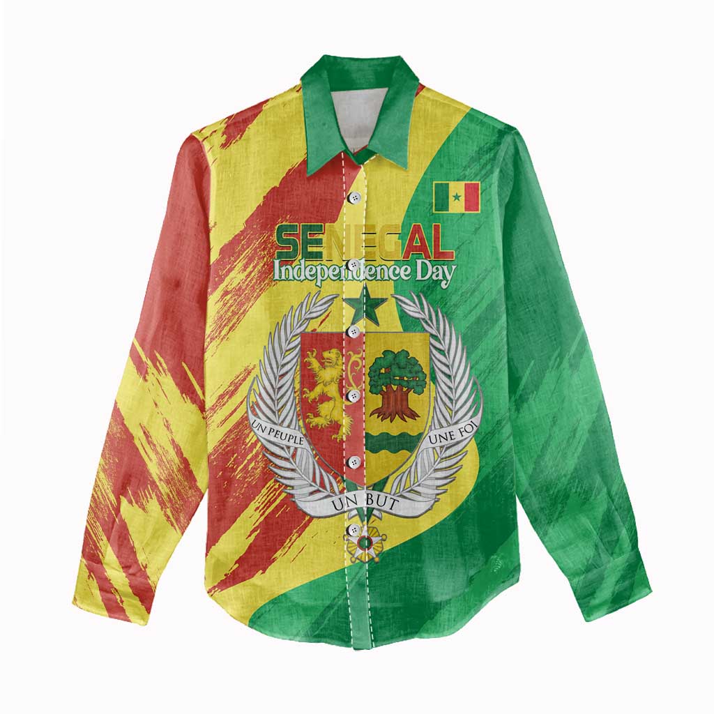 Afro Senegal Independence Day Women Casual Shirt Coat Of Arms Grunge Style LT14