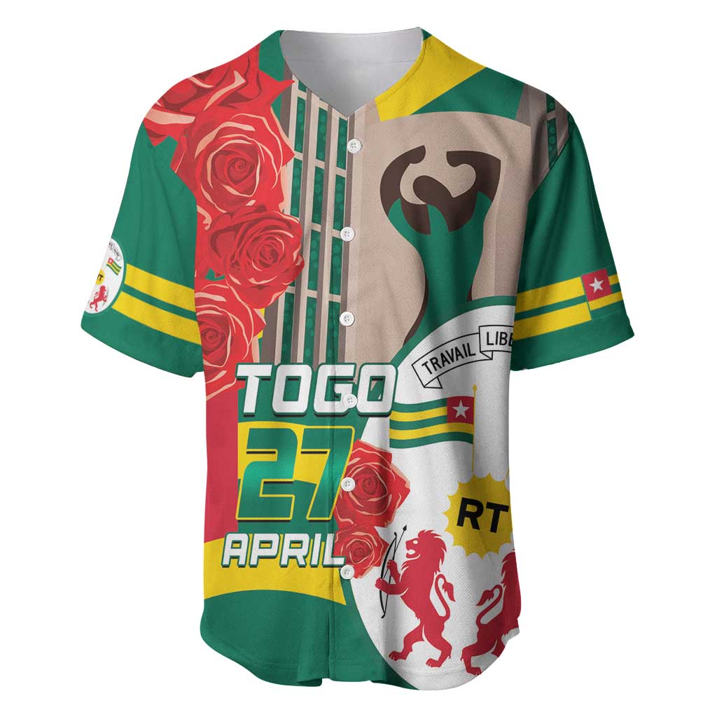 Republique Togolaise Monument de l'Independance Baseball Jersey African Pinkish Rose Coat Of Arms LT14