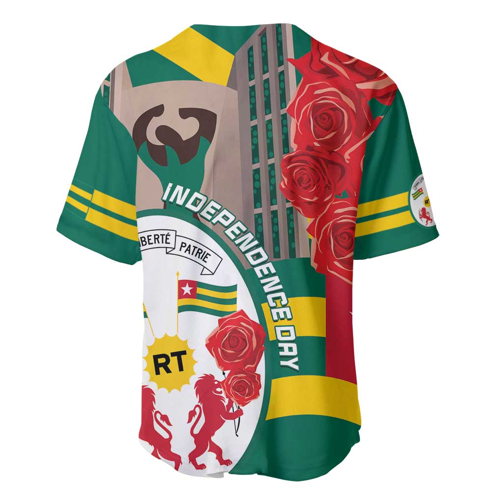 Republique Togolaise Monument de l'Independance Baseball Jersey African Pinkish Rose Coat Of Arms LT14