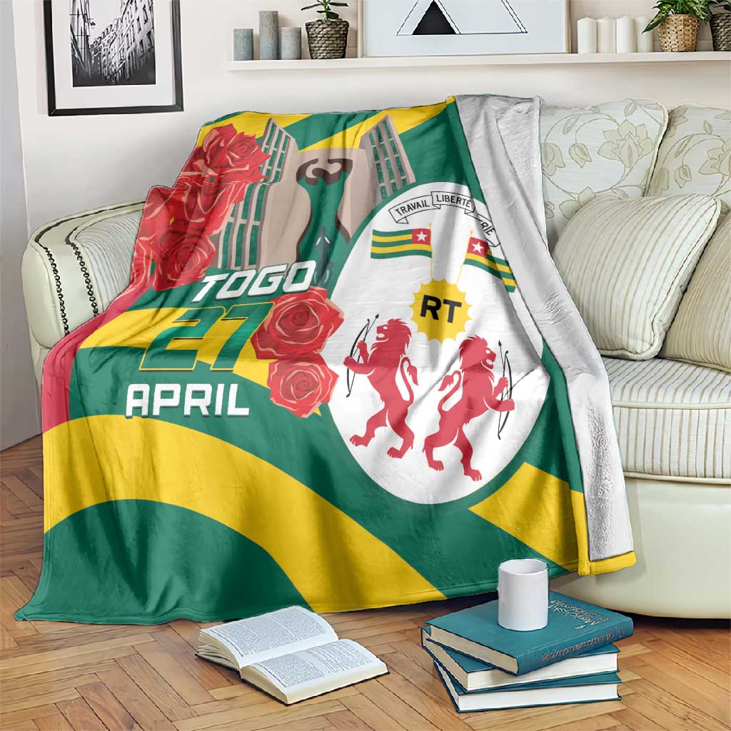 Republique Togolaise Monument de l'Independance Blanket African Pinkish Rose Coat Of Arms LT14