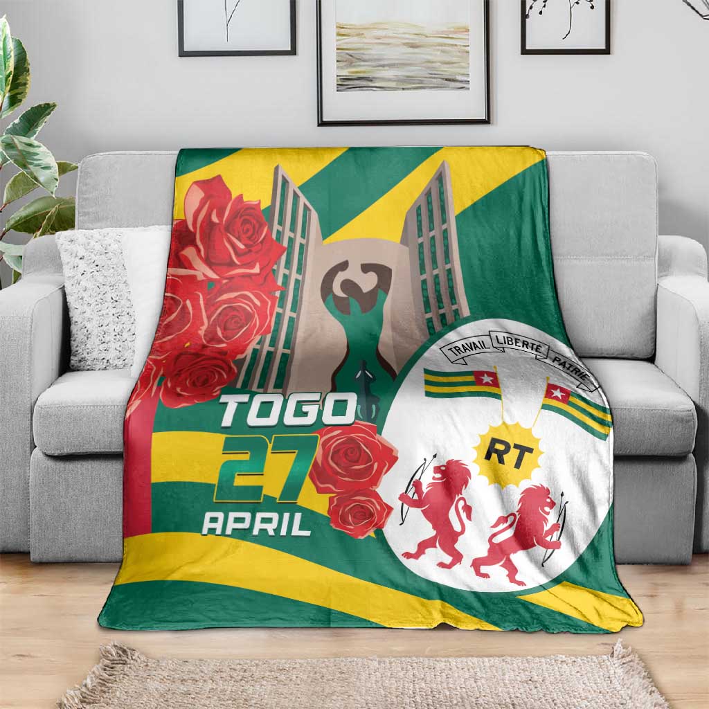 Republique Togolaise Monument de l'Independance Blanket African Pinkish Rose Coat Of Arms LT14