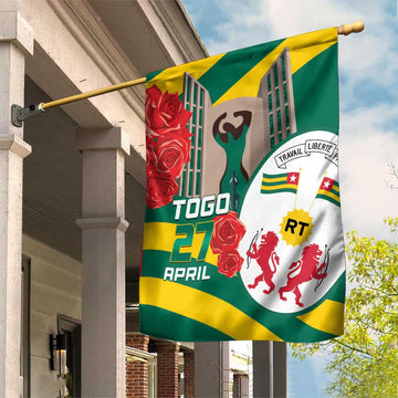 Republique Togolaise Monument de l'Independance Garden Flag African Pinkish Rose Coat Of Arms LT14