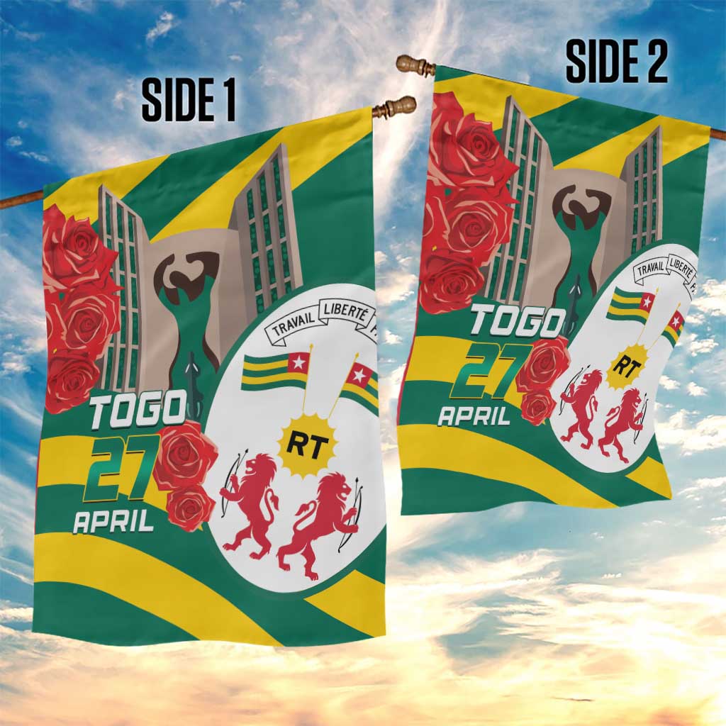 Republique Togolaise Monument de l'Independance Garden Flag African Pinkish Rose Coat Of Arms LT14