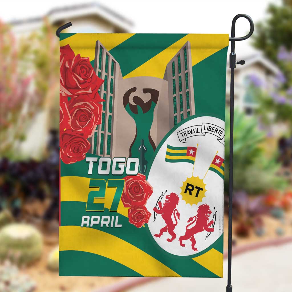 Republique Togolaise Monument de l'Independance Garden Flag African Pinkish Rose Coat Of Arms LT14