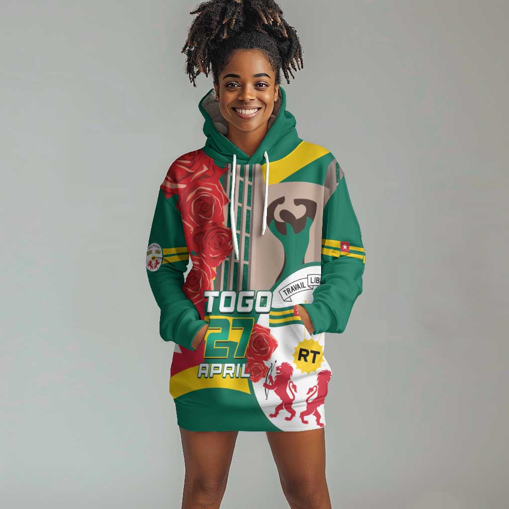 Republique Togolaise Monument de l'Independance Hoodie Dress African Pinkish Rose Coat Of Arms LT14