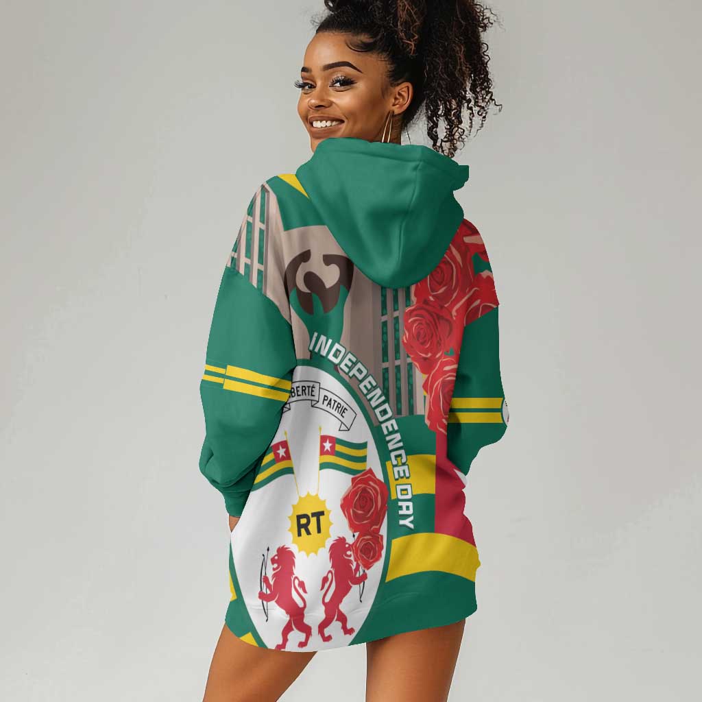 Republique Togolaise Monument de l'Independance Hoodie Dress African Pinkish Rose Coat Of Arms LT14