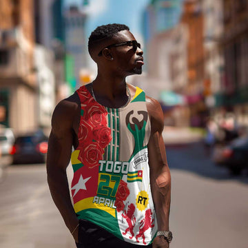 Republique Togolaise Monument de l'Independance Men Tank Top African Pinkish Rose Coat Of Arms LT14