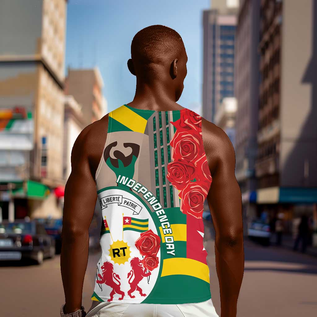 Republique Togolaise Monument de l'Independance Men Tank Top African Pinkish Rose Coat Of Arms LT14