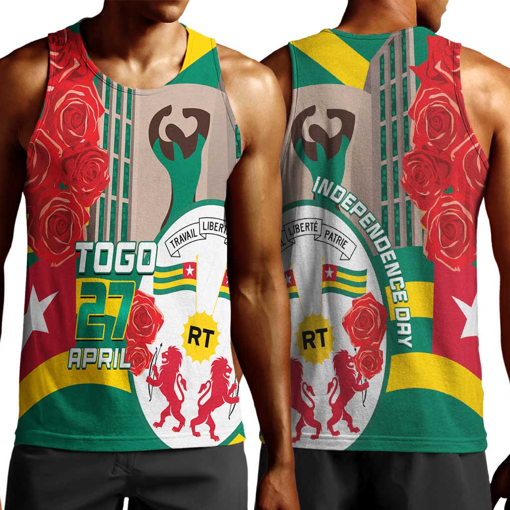 Republique Togolaise Monument de l'Independance Men Tank Top African Pinkish Rose Coat Of Arms LT14