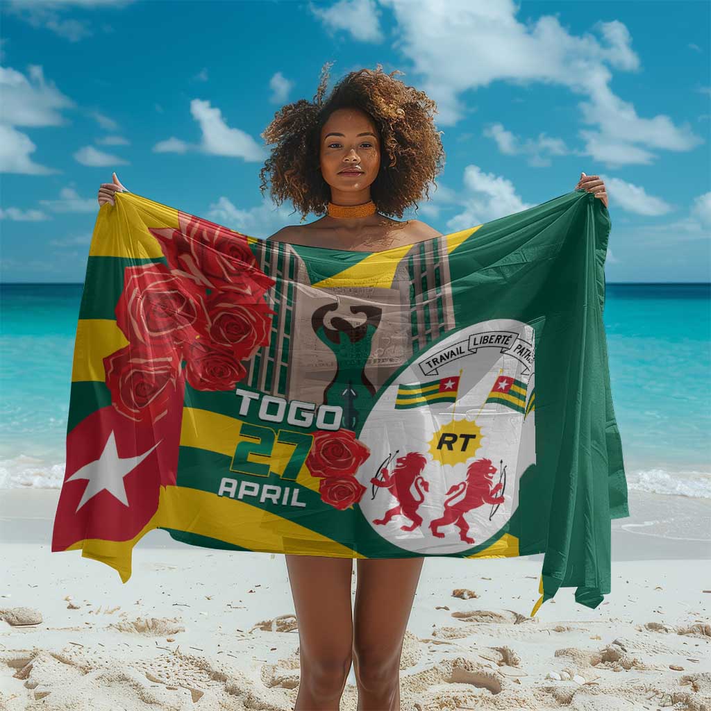 Republique Togolaise Monument de l'Independance Sarong African Pinkish Rose Coat Of Arms LT14