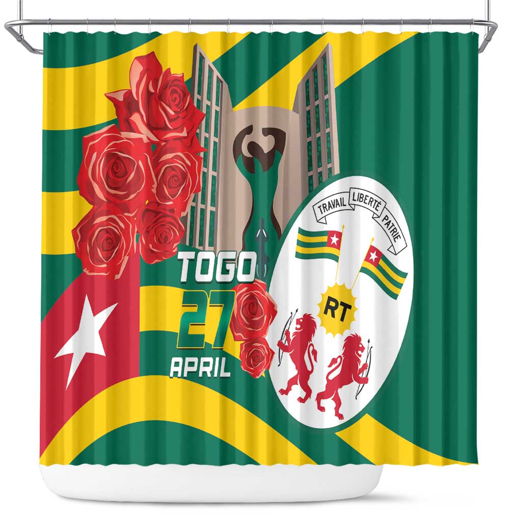 Togo Independence Day Shower Curtain Happy April 27th Coat Of Arms LT14