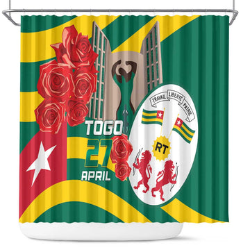 Togo Independence Day Shower Curtain Happy April 27th Coat Of Arms LT14