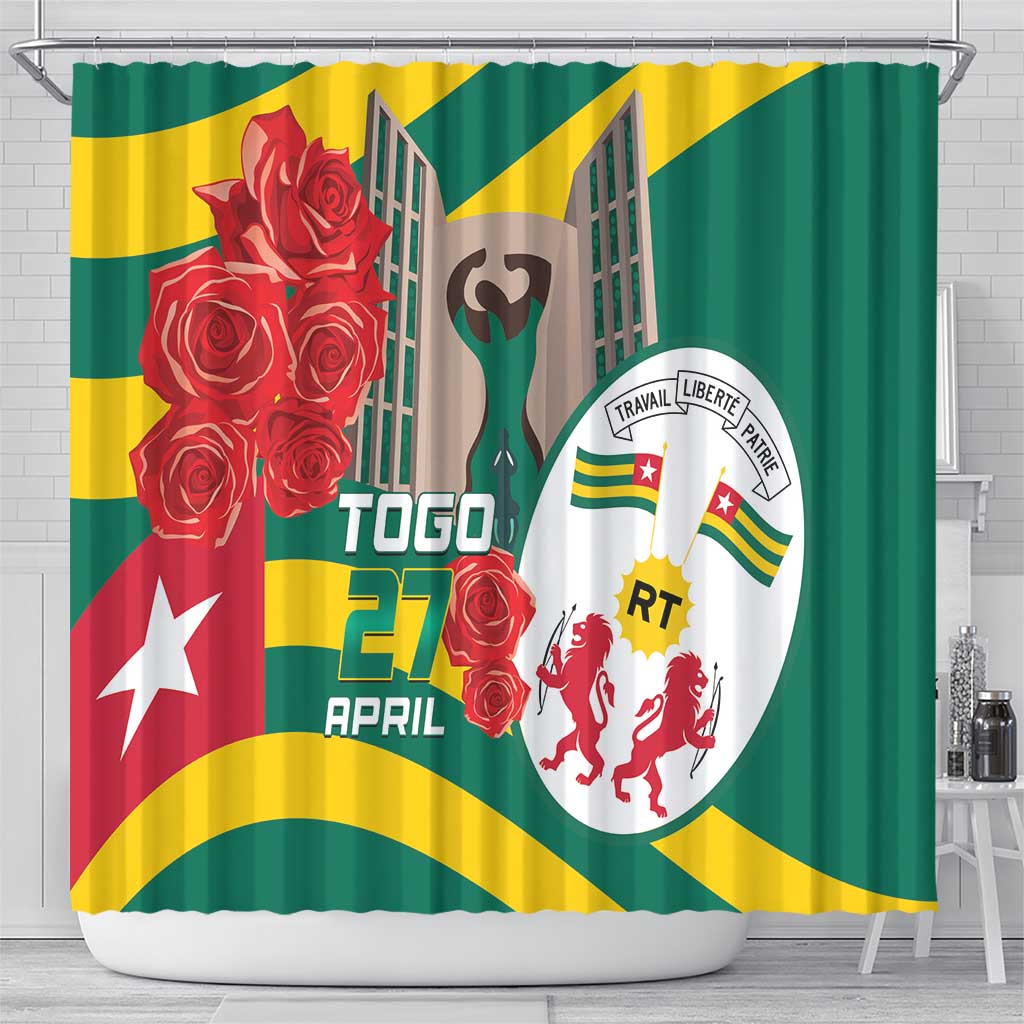 Togo Independence Day Shower Curtain Happy April 27th Coat Of Arms LT14