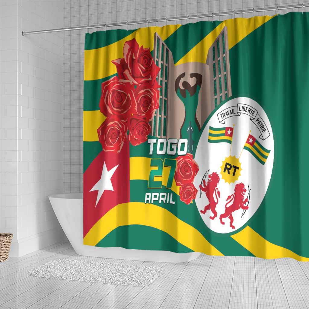 Togo Independence Day Shower Curtain Happy April 27th Coat Of Arms LT14