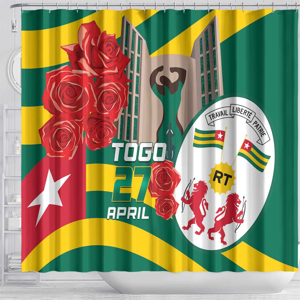 Togo Independence Day Shower Curtain Happy April 27th Coat Of Arms LT14