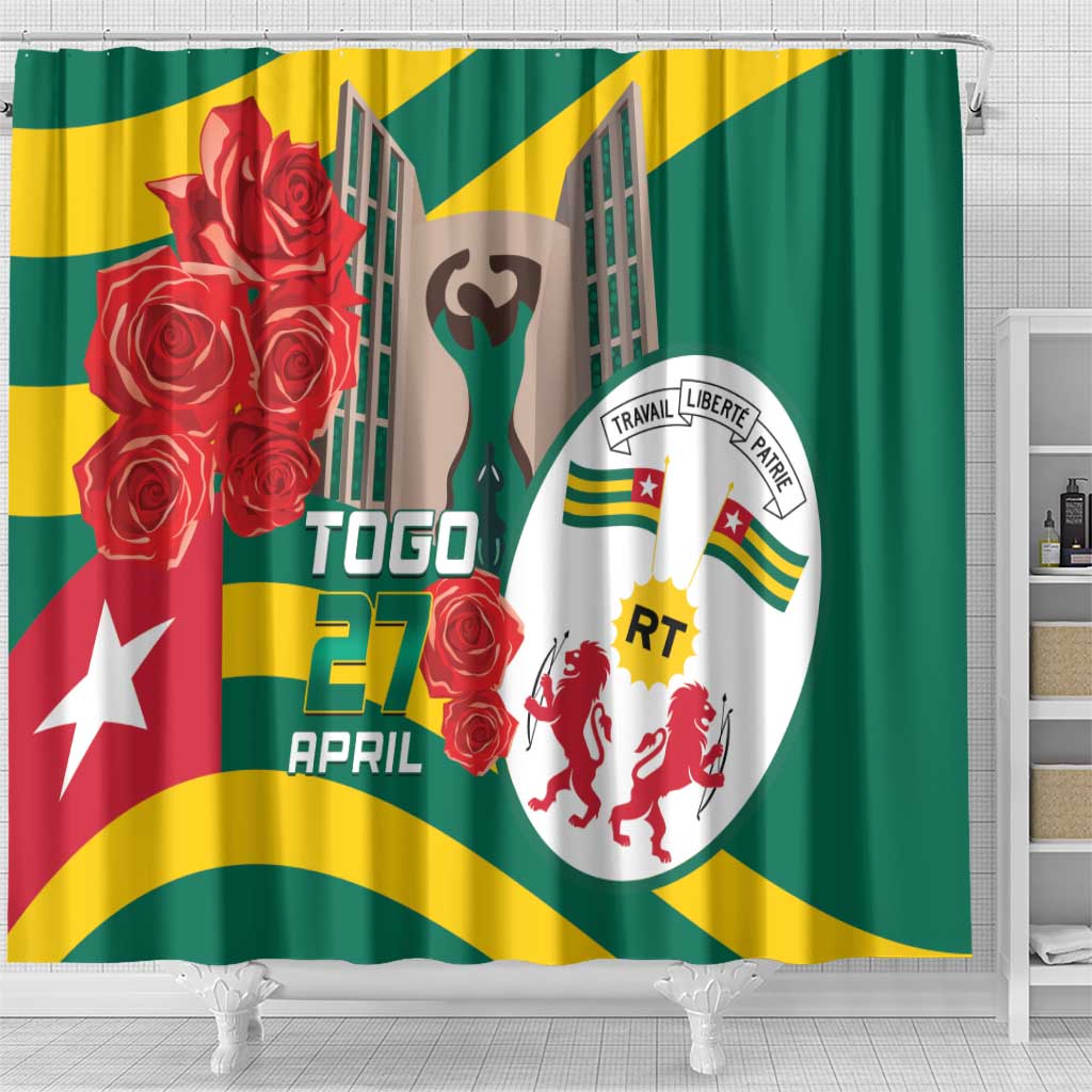 Togo Independence Day Shower Curtain Happy April 27th Coat Of Arms LT14
